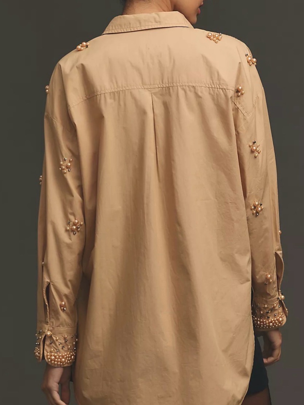 Maeve Anthropologie Bennet Pearl Embellished Button Down Shirt XL $198 - Picture 2 of 11